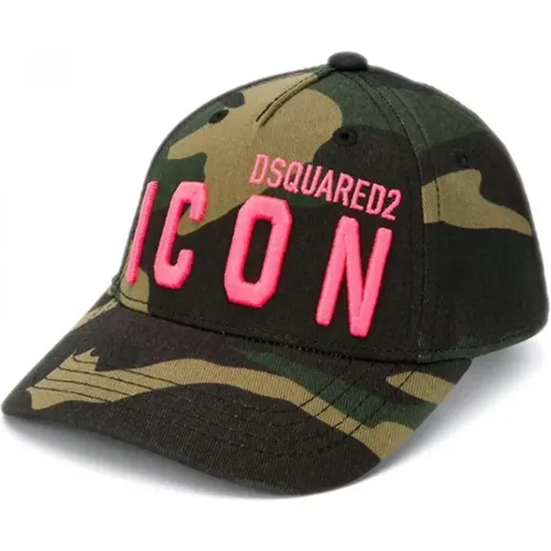 Iconic Military Green Cotton Cap , male, Sizes: L - Dsquared2 - Modalova