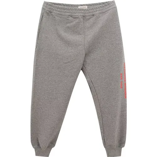 Sweatpants, male, , Size: W42 Chic Grey Cotton Blend Pants - alexander mcqueen - Modalova