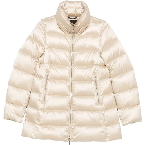 Winter Jackets, female, , Size: M Sand Quilted High Neck Jacket - Moorer - Modalova
