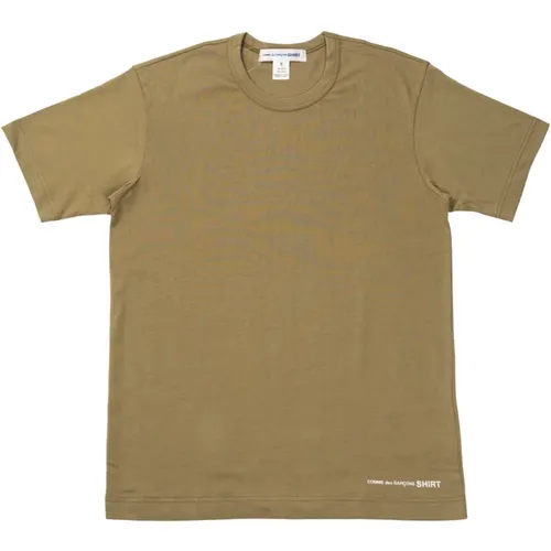 Cotton T-shirt in khaki with logo , male, Sizes: S, L, M, XL - Comme des Garçons - Modalova