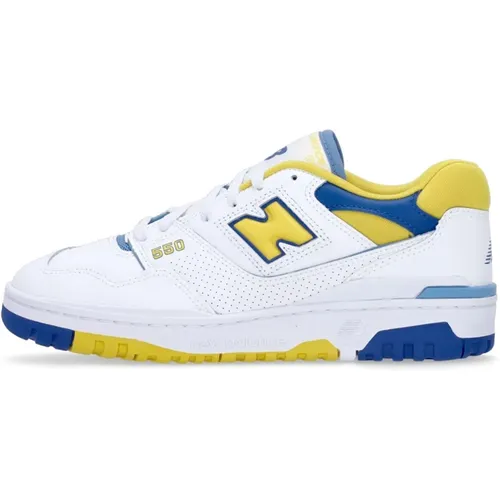 Sneakers, male, , Size: 10 US White/yellow/blue Men's Sneaker 550 - New Balance - Modalova