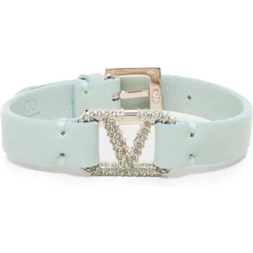 Diamond VLogo Leather Bracelet Pale , female, Sizes: ONE SIZE - Valentino Garavani - Modalova