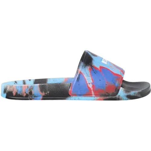 Sliders, male, , Size: 6 US TieDye Pattern Rubber Slides Sandals - Msgm - Modalova