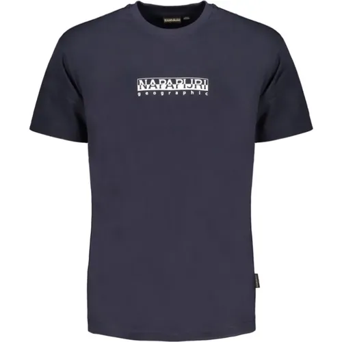 Blau Baumwolle T-Shirt mit Druck Logo , Herren, Größe: 2XL - Napapijri - Modalova