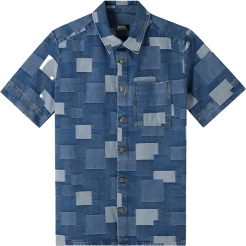 Short-Sleeved Shirt with Textured Patterns , male, Sizes: M - A.p.c. - Modalova