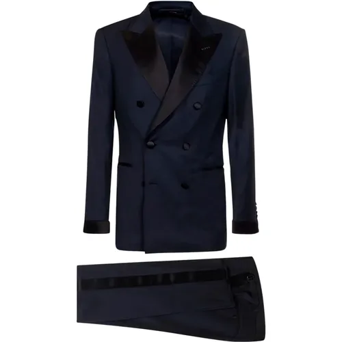 Sophisticated Navy Single Breasted Suit , male, Sizes: 2XL - Tom Ford - Modalova