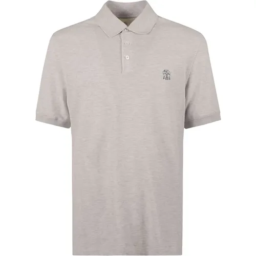 Heather Grey Polo Shirt , male, Sizes: L, XL, 2XL - BRUNELLO CUCINELLI - Modalova