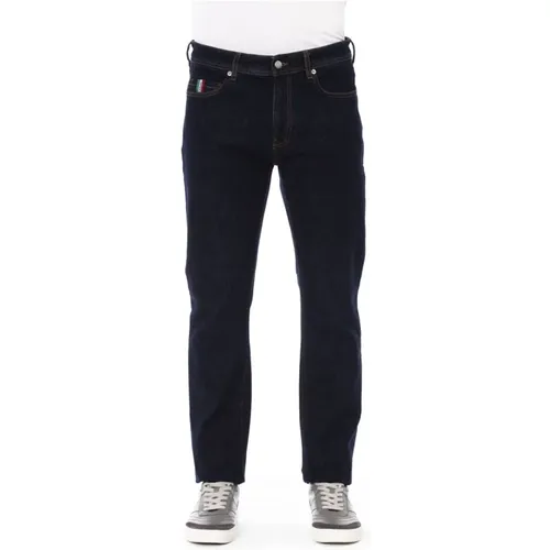 Herren Regular Jeans mit Logo-Knopf , Herren, Größe: W38 - Baldinini - Modalova