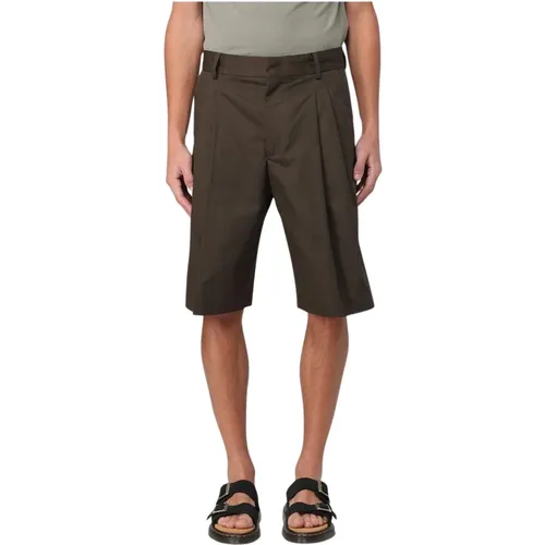 Long Shorts, male, , Size: XL Stylish Pleated Cotton Shorts - Roberto Collina - Modalova