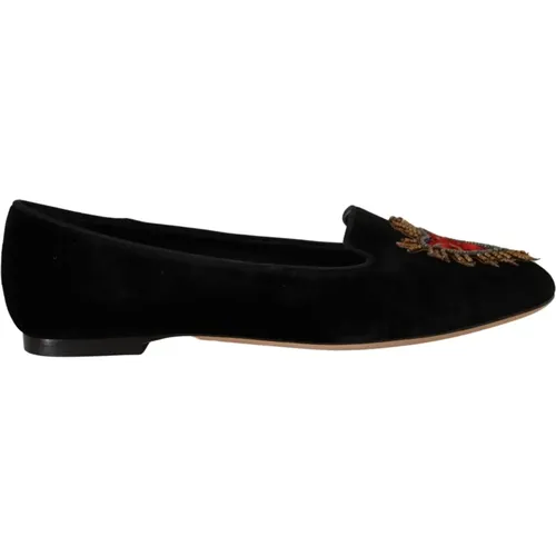 Loafers, female, , Size: 5 US Sacred Heart Slip On Flats - Dolce & Gabbana - Modalova