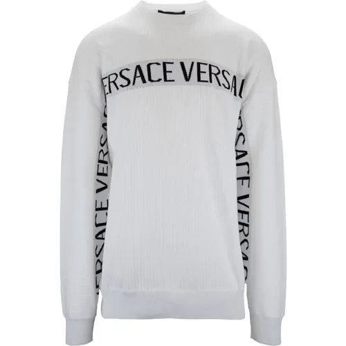 Sweatshirts, male, , Size: 3XL Oversized Crewneck Cotton Sweater - Versace - Modalova