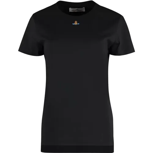 Baumwoll-Crew-Neck T-Shirt mit geripptem Kragen , Herren, Größe: M - Vivienne Westwood - Modalova