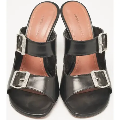 Pre-owned Leather sandals , female, Sizes: 4 UK - Amina Muaddi Pre-owned - Modalova