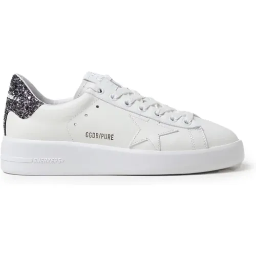 Glitzer Ferse Weiße Sneakers , Damen, Größe: 39 EU - Golden Goose - Modalova