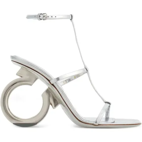 Ferragamo Sandals Silver , female, Sizes: 4 1/2 UK, 3 UK, 3 1/2 UK, 5 1/2 UK, 4 UK, 5 UK - Salvatore Ferragamo - Modalova