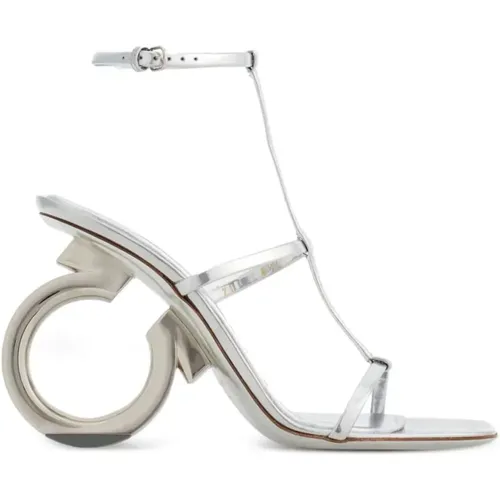 High Heel Sandals, female, , Size: 6 US Ferragamo Sandals Silver - Salvatore Ferragamo - Modalova