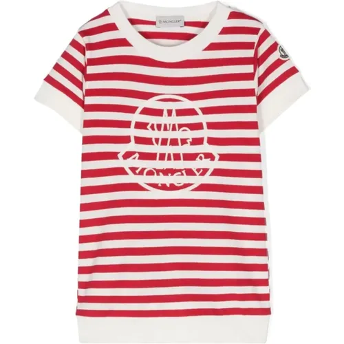 Rotes T-Shirt mit kurzen Ärmeln - Moncler - Modalova