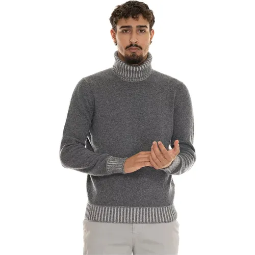 Turtlenecks, male, , Size: S Mélange Turtleneck Pullover with Color Contrast - Gran Sasso - Modalova