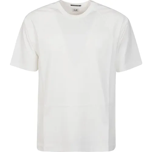 Weiße Mercerisierte Jersey Logo T-Shirt , Herren, Größe: XL - C.P. Company - Modalova