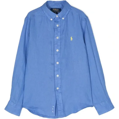 Jungen Blaues Leinen Button-Down Hemd - Ralph Lauren - Modalova