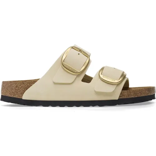 Ecru Arizona Big Buckle Shine Sandals , female, Sizes: 8 UK, 7 UK, 6 UK, 3 UK, 4 UK, 5 UK - Birkenstock - Modalova