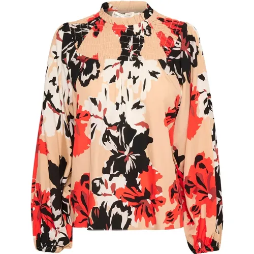 Bluse mit Smock-Detail und Blumenmuster , Damen, Größe: L - InWear - Modalova