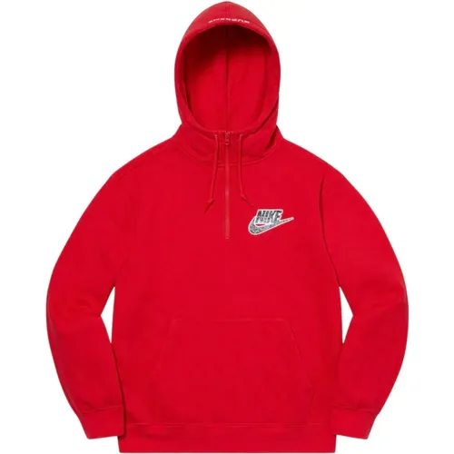 Limitierte Auflage Roter Half Zip Hoodie , Herren, Größe: XL - Nike - Modalova