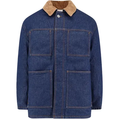 Denim Jackets, male, , Size: S Corduroy Collar Jacket with Pockets - Ami Paris - Modalova