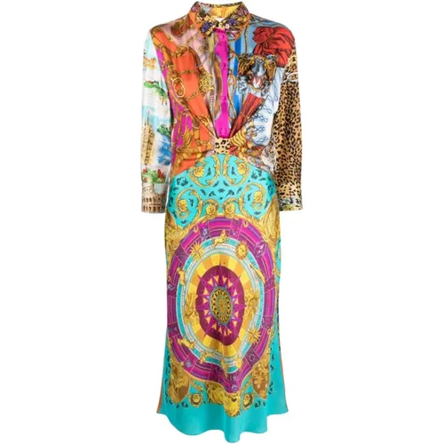 Multicolour Silk Dress , female, Sizes: S - Moschino - Modalova