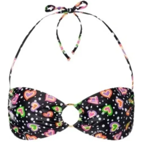 Polka Dots & Hearts Bikini Top , Damen, Größe: M - Moschino - Modalova