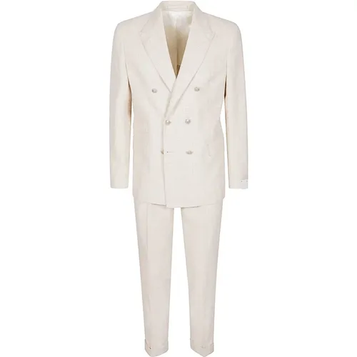 Double Breasted Suits, male, , Size: 2XL Double-Breasted Baby Alpaca Wool Suit - Eleventy - Modalova