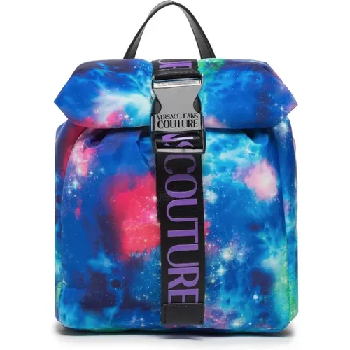 Backpacks, female, , Size: ONE SIZE Space-Themed Nylon Backpack - Versace Jeans Couture - Modalova