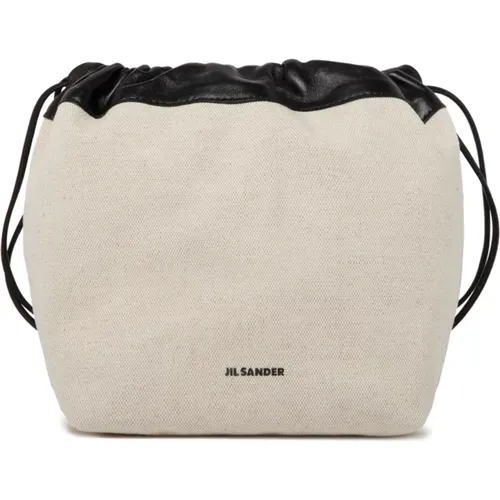 Cream White and Black Bucket Bag , female, Sizes: ONE SIZE - Jil Sander - Modalova