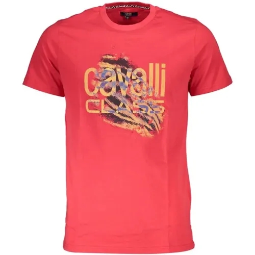 Bedrucktes Logo Rundhals T-Shirt , Herren, Größe: M - Cavalli Class - Modalova