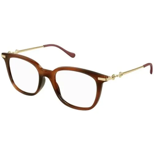 Gg0968O Havana Gold Transpare Brille , unisex, Größe: 50 MM - Gucci - Modalova