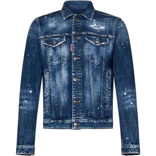 Faded Denim Worker Jacket , Herren, Größe: XL - Dsquared2 - Modalova