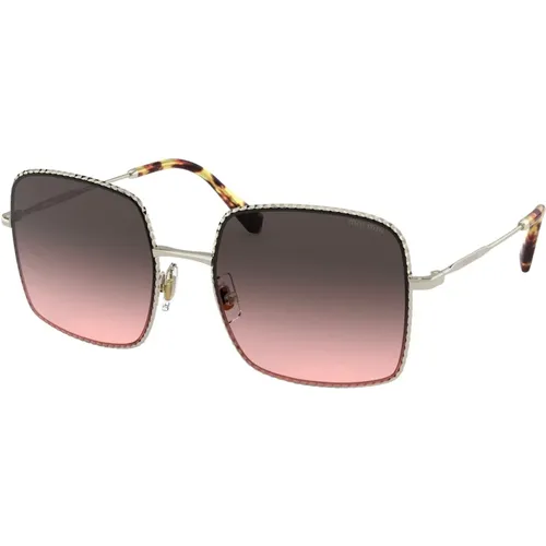 LA Mondaine Sunglasses Pale Gold/Pink Grey , female, Sizes: 56 MM - Miu Miu - Modalova