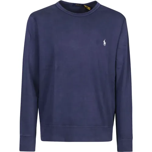 Sweatshirts, male, , Size: L Navy Terry Sweatshirt - Polo Ralph Lauren - Modalova