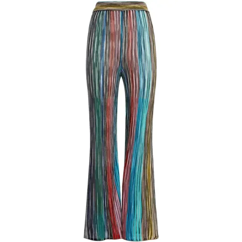 Wide Trousers, female, , Size: L Metallic Striped High-Waisted Flared Trousers - Missoni - Modalova