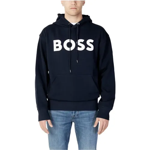 Plain Long Sleeve Hooded Sweatshirt , male, Sizes: L, 2XL, S, XL, M - Hugo Boss - Modalova