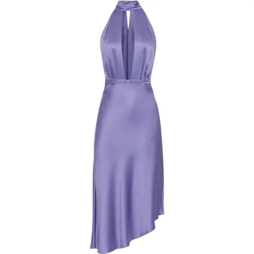 Asymmetrisches Satin Midi Kleid , Damen, Größe: M - Elisabetta Franchi - Modalova