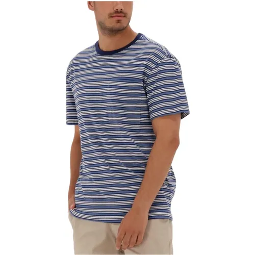 Blau Gestreiftes Tee Polo T-shirt , Herren, Größe: S - Anerkjendt - Modalova