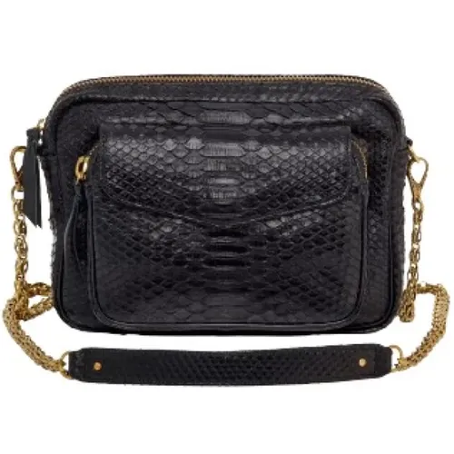 Big Charly Python Gold Chain Bag , female, Sizes: ONE SIZE - Claris Virot - Modalova