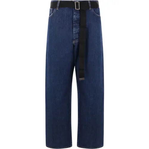 Indigo Wide Leg Denim Jeans , Damen, Größe: M - PLAN C - Modalova