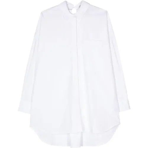 Poplin Shirt with Open Back , female, Sizes: S - Semicouture - Modalova