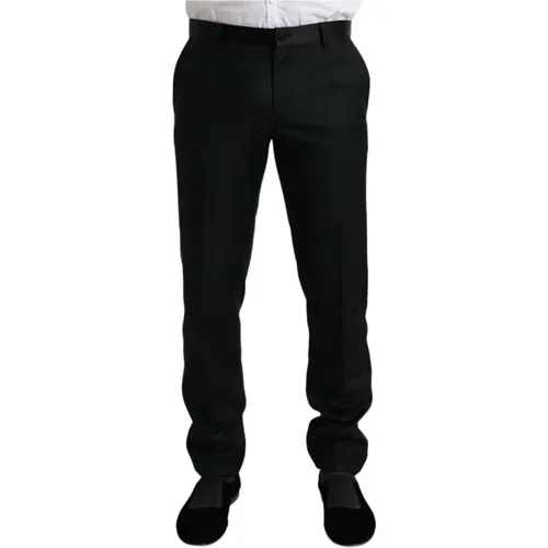 Straight Trousers, male, , Size: L Elegant Slim Fit Wool Dress Pants - Dolce & Gabbana - Modalova