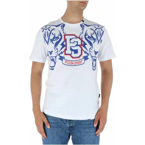 Weißes Bedrucktes T-Shirt , Herren, Größe: S - Plein Sport - Modalova