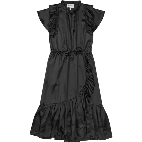 Schwarzes Kleid mit Rüschen-Details , Damen, Größe: S - Munthe - Modalova