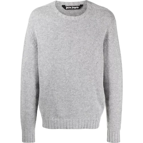 Grey Wool Blend Sweater , male, Sizes: S - Palm Angels - Modalova