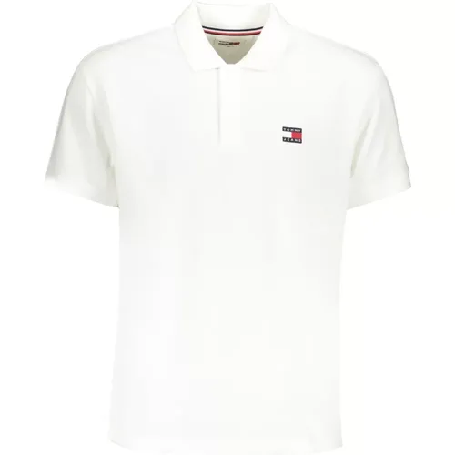 Weißes Poloshirt mit Kurzen Ärmeln und Besticktem Logo , Herren, Größe: 2XL - Tommy Hilfiger - Modalova